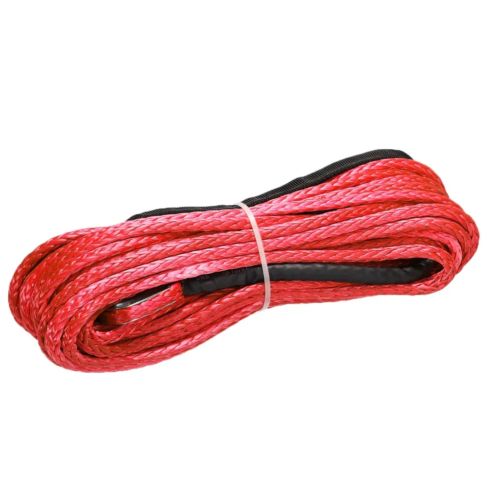 Новые поступления 15 м* 6 мм 7000lbs красная лебедка веревка синтетический кабель Линия с крюком для ATV UTV Off-Road