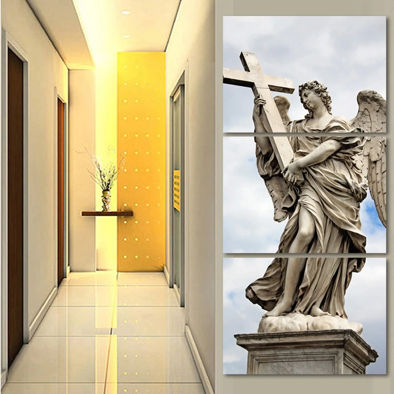 3 Pieces Cross Religious Image Painting Modern Home Decorative Wall Art