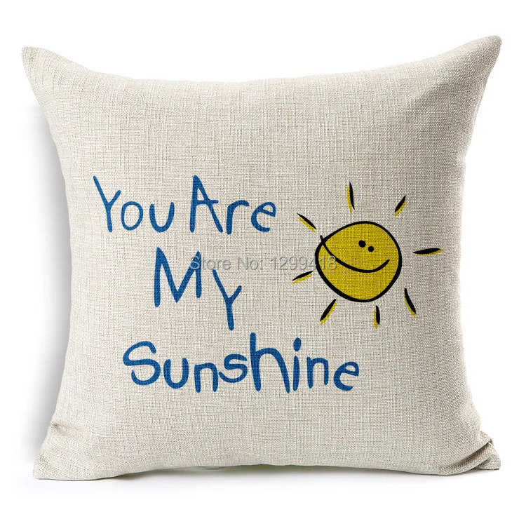 You are my sunshine pattern pillowcase home decorative cotton linen throw pillow/cushion for sofa/chair/car/decor | Дом и сад