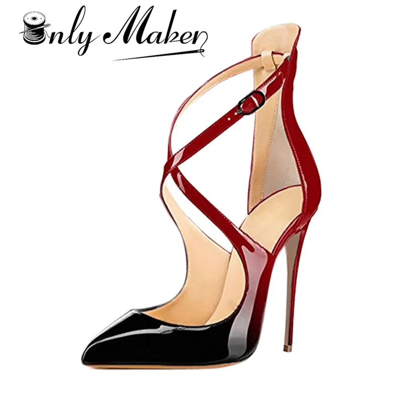 Acheter Pompes de femmes Bout Pointu Sandales Croix Sangle Mince Talons hauts Talons D été Plus La Taille Orteil Croix attaché Boucle chaussures de mariage