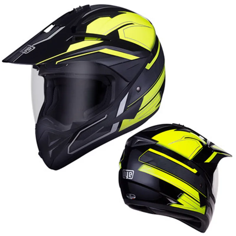 Хит ECE DOT CCC одобренный анфас ралли гоночный шлем черный/белый-взрослый размер x-большой - Цвет: black yellow green