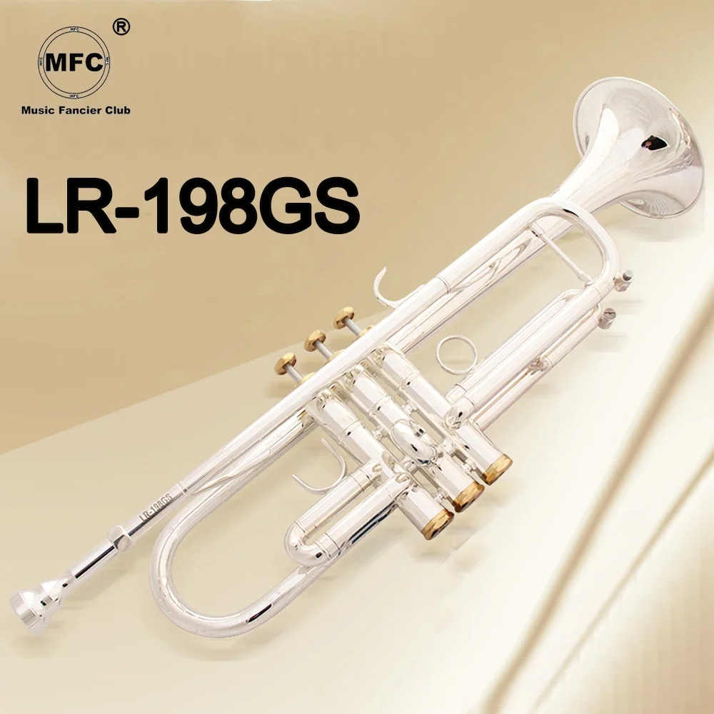 

Vincent Shrotenbach Stradivarius Professional Bb Trumpets LR-198GS Silver Plated Gold Key Trumpet Mouthpiece Accessories Case
