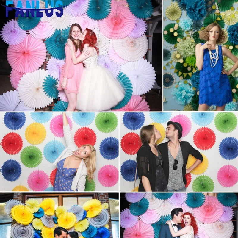 

3pcs/lot 6inch(15cm) paper fan for wedding backdrop wedding stage decoration tiffany paper fan photobooth background