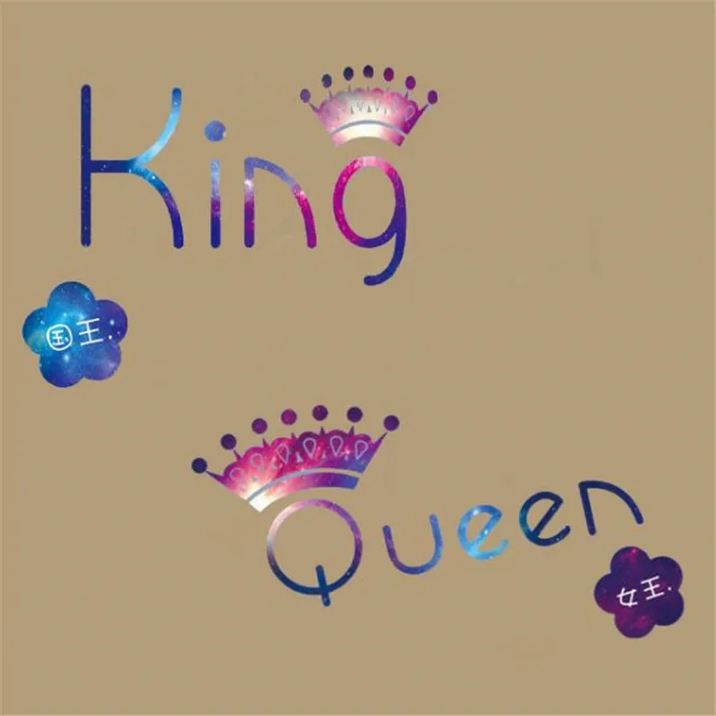 

Fashion PVC Patch Clothes 27CM King Queen Thermal Transfer Printing T shirt Women iron on patches for clothing Letters Stickers
