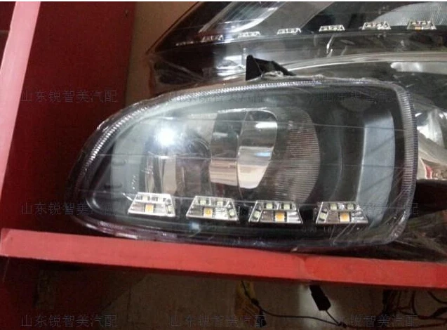 

led drl daytime running light + led yellow turn light + halogen fog lamp for kia cerato