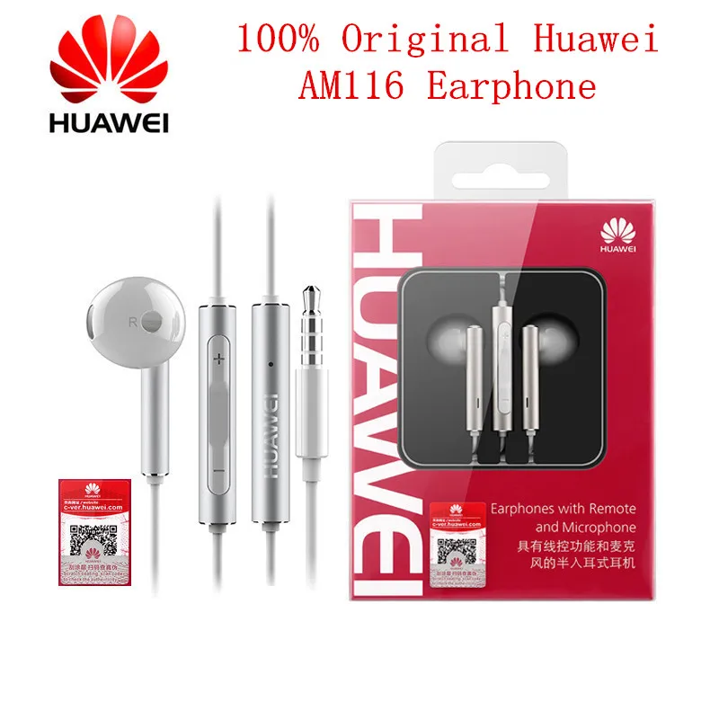 100% оригинальные наушники Huawei Honor AM116 с микрофоном и дистанционным управлением