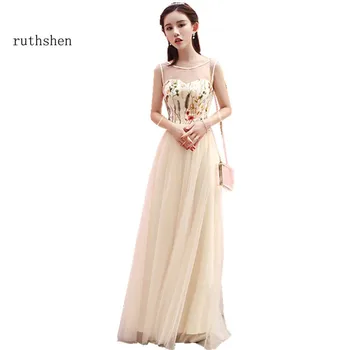 

ruthshen Prom Dresses 2018 Cheap Long Embroidery 5 Styles Formal Evening Gowns New Arrival Champagne Vestido De Festa