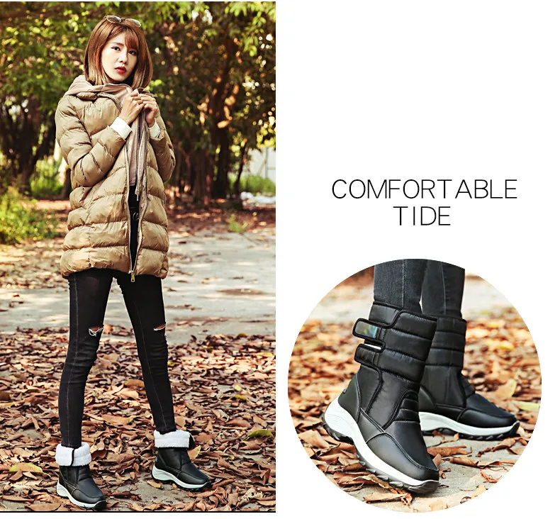 2019 Winter women snow boots women warm push ankle boots female high wedge waterproof Boots rubber hiking boots shoes (7)