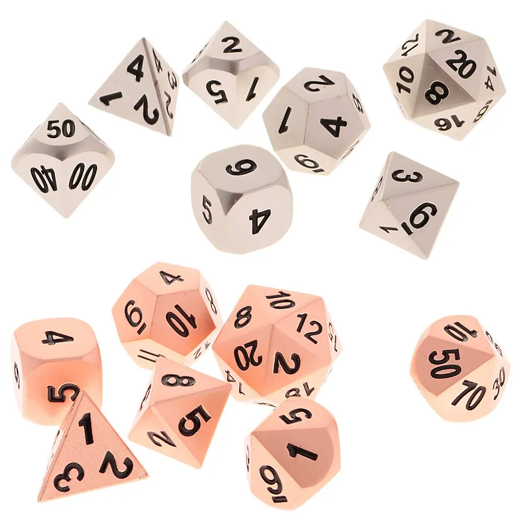 

14pcs Metal Multi-sided Dice 15mm D4-D20 Polyhedral Dices for Dungeons Dragons MTG RPG Table Game Accessories Toys Gift