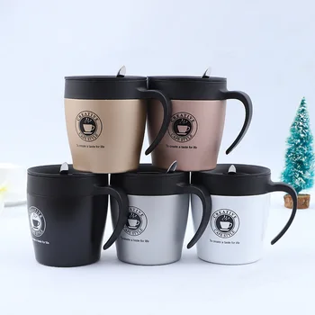 

500ml Hot selling stainless steel insulated coffee mug with spoon lid,Juice Lemon cup christmas mug Drinkware for tea Thermo cup