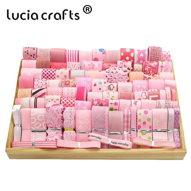Lucia Crafts Случайные Смешанные 100 г/лот 6-40 мм Grosgrain/органза/атласная лента кружева DIY