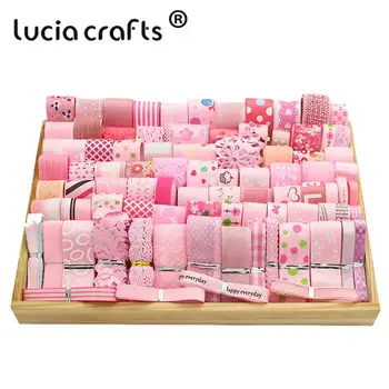 

Lucia Crafts 100g/lot 6-40mm Grosgrain/Organza/Satin Ribbon Lace DIY Headwear Wrapping Wedding Decorative S0608