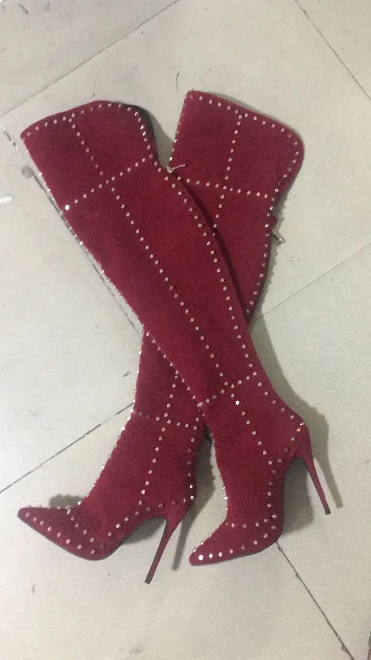 Photos Femme Bottes D'autres Haute Couleurs De As Mode Le Hiver Cuissardes Photo Femmes Genou Personnalisé Faire Plus as Vraies Talon Rivets Taille Photo Sur Spike BeQrdxoWC