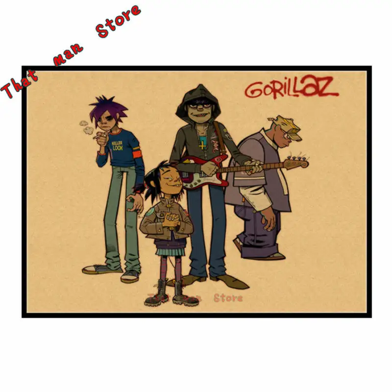 Gorillaz urchin хип-хоп рэп рок музыкальная группа плакат в стиле ретро из крафт-бумаги бар кафе спальня Арт плакат 42*30 см без рамки - Цвет: Розовый