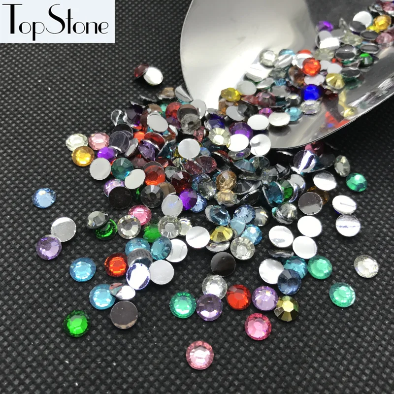 TopStone-Rich-Colors-Resin-Flatback-Epoxy-Stone-Beads-14-Cut-Facets-Sizes-2mm-3mm-4mm-5mm