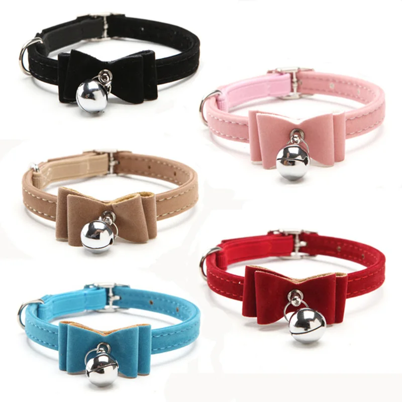 5Colors Adjustable Collars For Dogs Cats Soft Velvet Material Puppy Pet