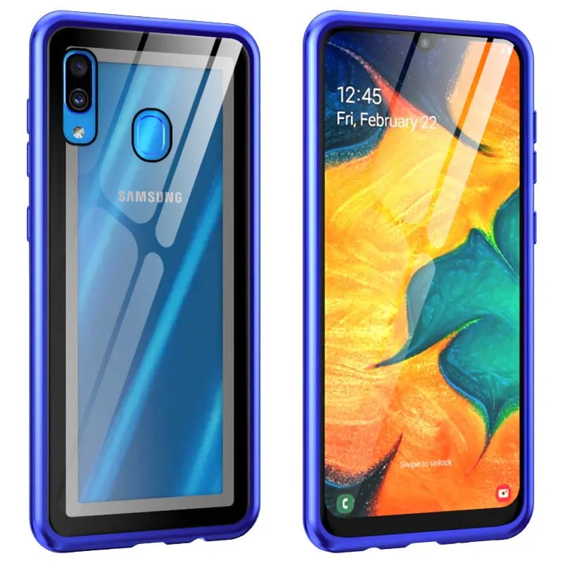 

Luxury Metal Armor Case Coque For Samsung Galaxy A30 Arc Aluminum Frame Screw Bumpe Transparent Glass Cover Coque Phone KS0186