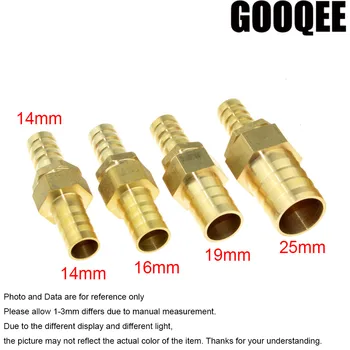 

1pcs Brass Copper 14mm Hose Barb to 16/19/25mm OD Hose Gas Coupler Connector Raccord Barb Reducer Pipe Fitting Air Tube Adapter