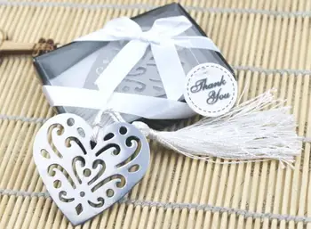 

100PCS Hollow heart bookmark for wedding decoration wedding baptism favors and gift for wedding party baby show SL7003