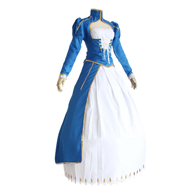 Аниме Fate Stay Night Saber карнавальный костюм Zero Artoria Pendragon полный комплект голубое