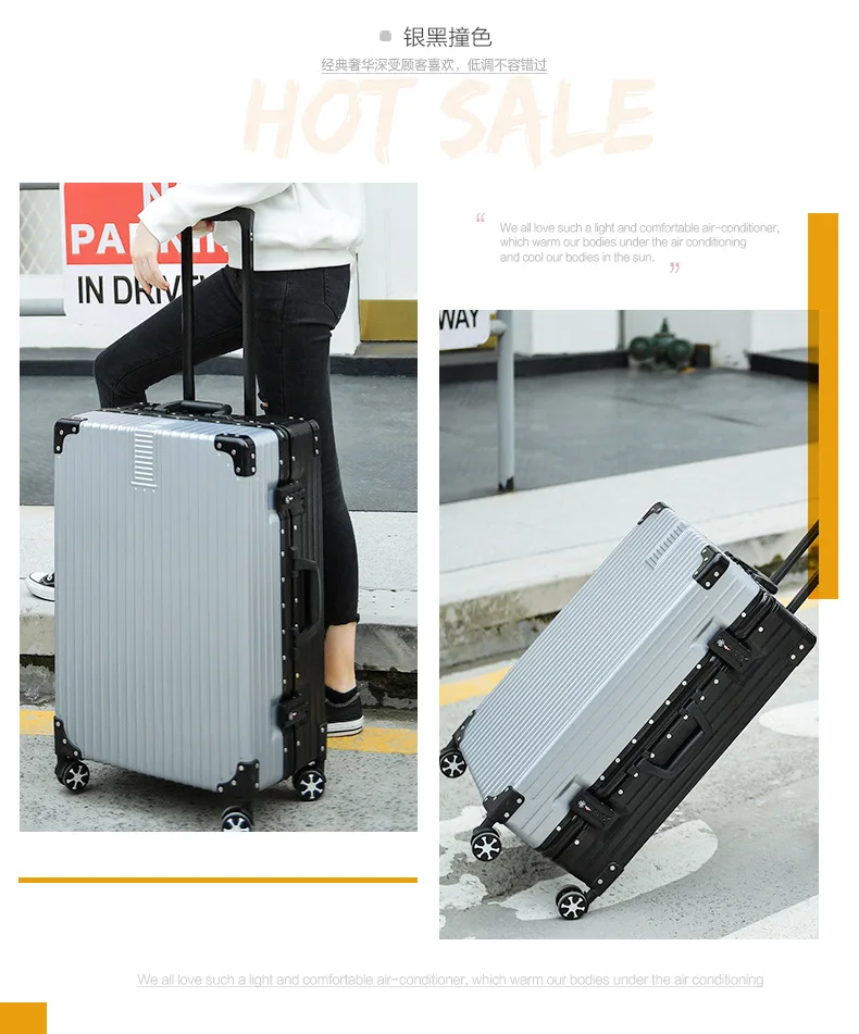 ZYJ Men Women Travel Trolley Luggages Hard Girls Aluminum Frame Alloy Business Rolling Airplane Luggage 20 24 29 Inch Suitcase (23)