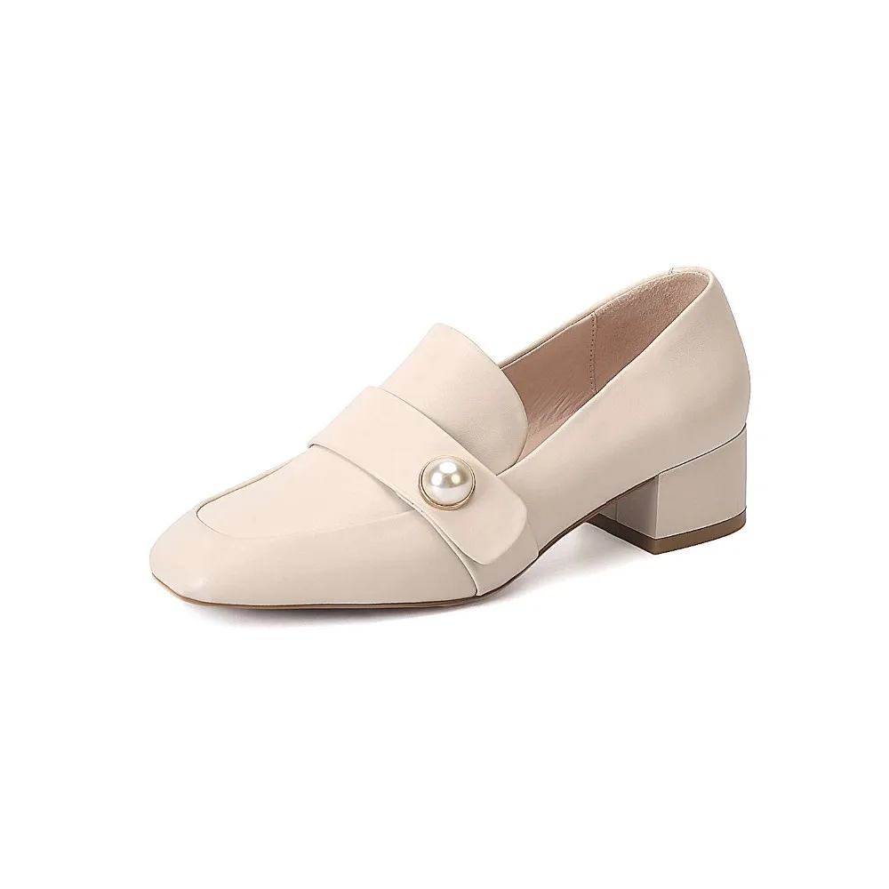 Clásico Mujer L5f1 En Perla Resbalón Lenkisen Pie Llegada 2018 Cow Superficial Del De Bombas Med microfiber Tacones microfiber Franja Dedo Gruesos Nueva Leather Completo Grano Cuero Cuadrado qwBwzR