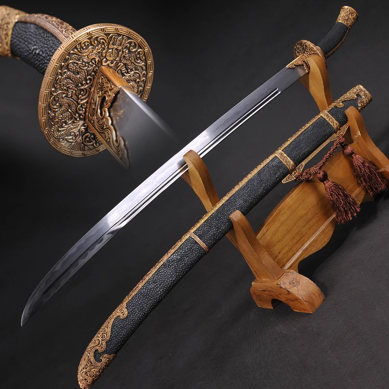 

Competitive Chinese Qing Dynasty Straight Blade Damascus Folded Steel+clay Tempered Full tang blade