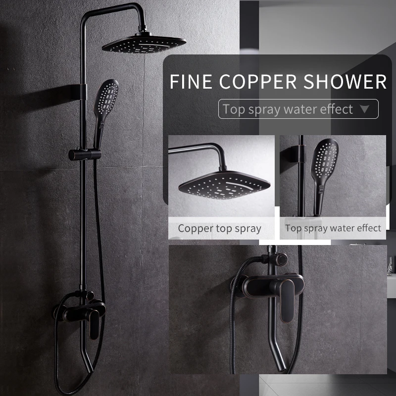 New Bronze Black Bathroom Shower Faucet Mixer Wall Mount 8