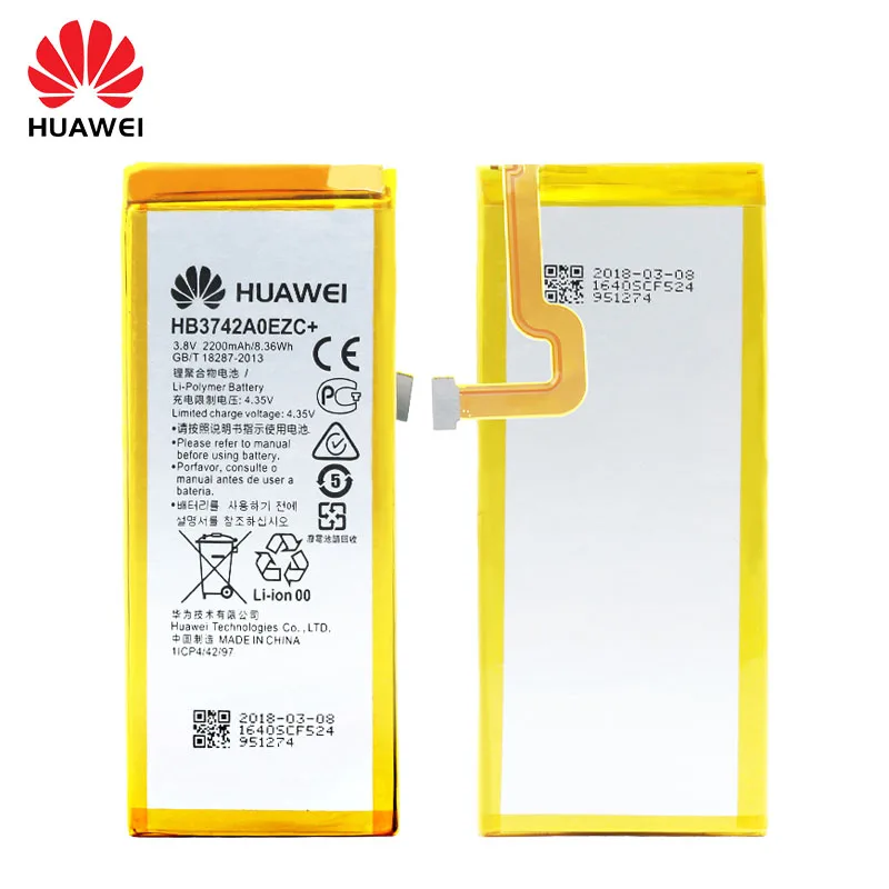 100% Оригинальный аккумулятор Huawei для P8 Lite/Enjoy батарея UL00 CL10 UL10 TL00 5S 2200 мА · ч HB3742A0EZC +