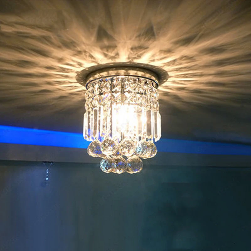 

T Crystal ceiling light For Living room Home Bedroom Corridor Balcony LED E14 Bulbs Included Small size Diameter20cm