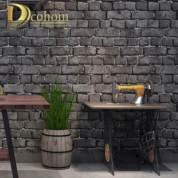 

PVC Retro Industrial Loft Wall Paper Red Black Yellow Washable