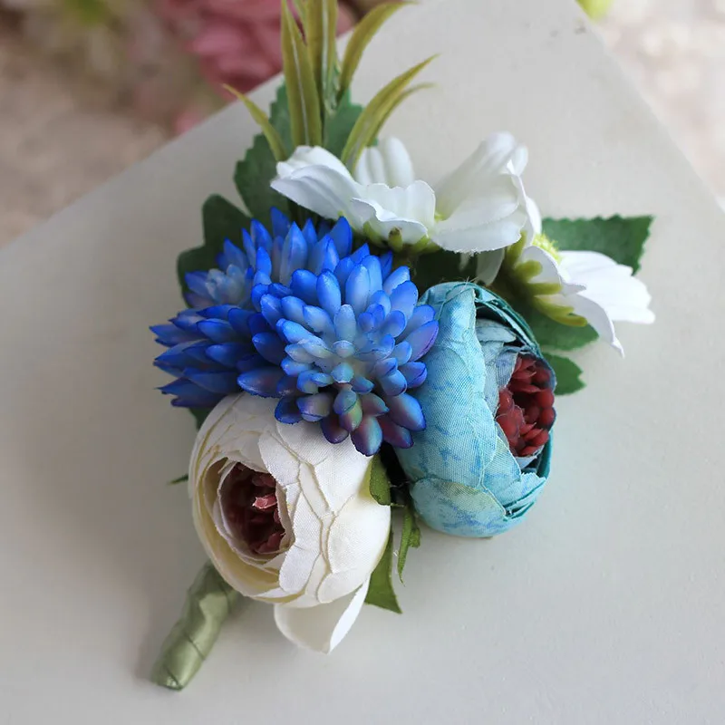 Bridegroom Bride Brooches Men Women Rose Wrist Love Flower With Leaf