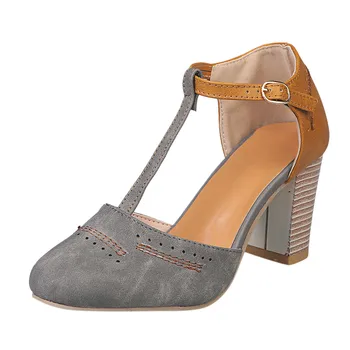 

SAGACE Women's Fashion Rome Round Toe Buckle Strap Sandals Thick Heel High Heels Shoes Sexy High Quality Summer Ladies Shoes