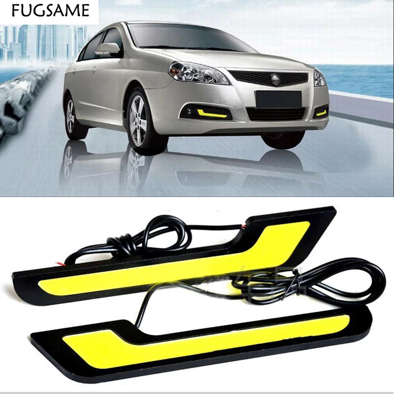 

Free shipping 2PCS New Car stying L shape 12V Xenon white LED COB Car Auto LED DRL Driving Daytime Running Lamp LED Fog Light
