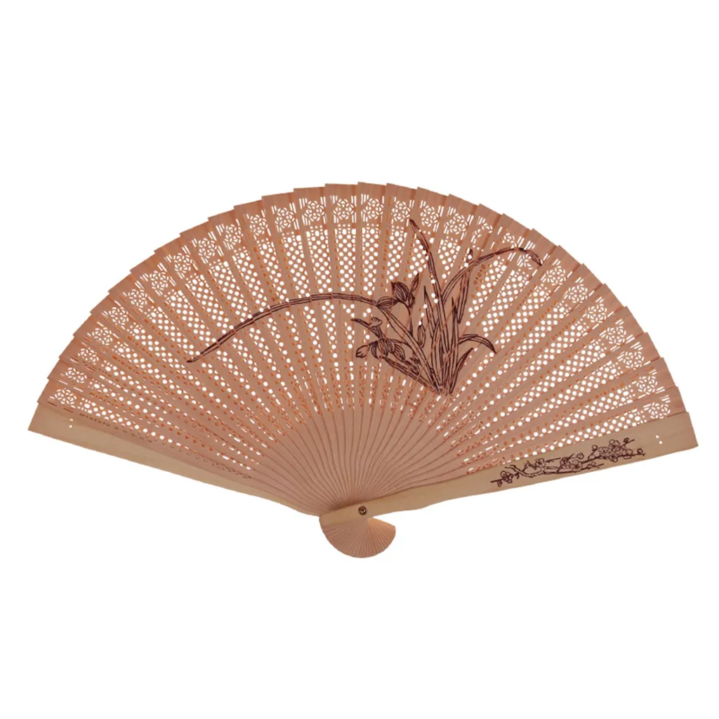 Hand fan bamboo Chinese Style personalized hand fans wedding favors Party Hollow Folding Hand Held Flower Fan L619