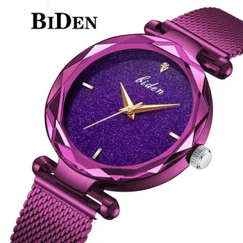 

BIDEN 2018 Stainless Steel Mesh Watches Full Stars Bracelets Japan Movement Quartz Watch Women's Dresses Clocks Relogio Feminino