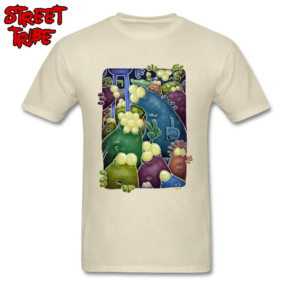 Designer crowded aliens Casual Tshirts O Neck 100% Cotton Mens Tops Shirts Short Sleeve Summer Casual Tee-Shirt crowded aliens beige