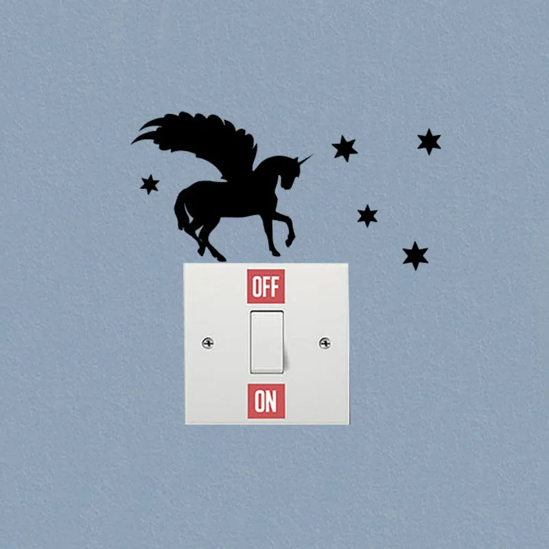 

Horse Unicorn Fairy tale Flying Stars Children Wings Vinyl Wall Decal Switch Sticker Decor 3SS0330