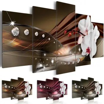 

2019 Unframed 5Pcs Framless Diamond Canvas Prints Painting Picture Ginkgo Biloba Flowers Picture Art Home Wall Decor No Frame