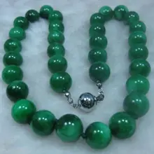 Shipping очень хороший потрясающий уникальный природа зеленый 10 мм бусы жадеит ожерелье 18 дюймов натуральное Серебро