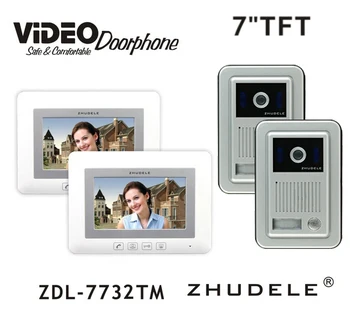 

ZHUDELE Home Intercom System Kits 7" LCD monitor Speakerphone Color Video Door Phone Doorbell HD Camera support CCTV Camera 2V2