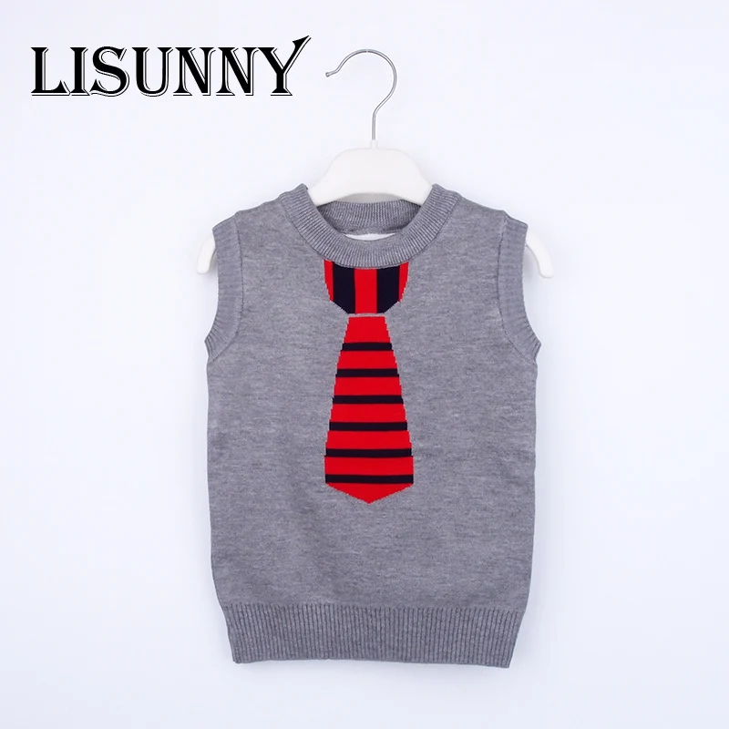 Wool Children Clothing Coat Wool Pullover Vest Wool Sweater Vest Wool Fake Tie 2023