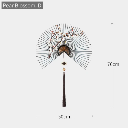 Металлические настенные украшения цветок гостиная настенный орнамент китайский современный креативный Диван ТВ фон 3d висящий роскошный настенный Декор - Цвет: Pear blossom D50