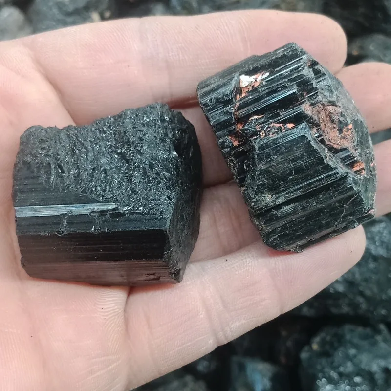 

DHXYZB 2pcs natural Schorl black Tourmaline Quartz crystal raw stones rock minerals Specime reiki healing for gift grid decor
