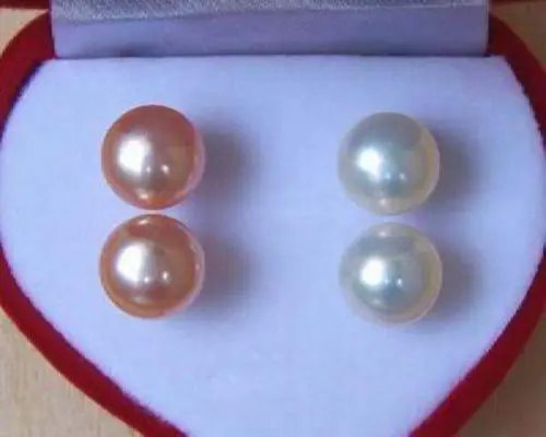 

Details about 2Pairs 7-8MM Natural White Pink Pearl Earrings AAA Grade