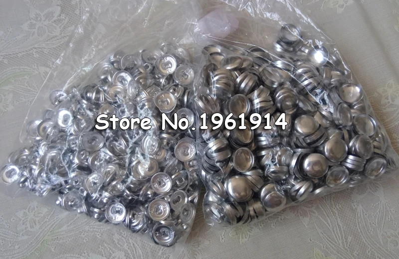 

500pcs Sets/lot #16-80 DIY handmade fabric buttons Bread Shape Round Fabric Covered Cloth Button Cover Metal 4 Back Buttons 13s
