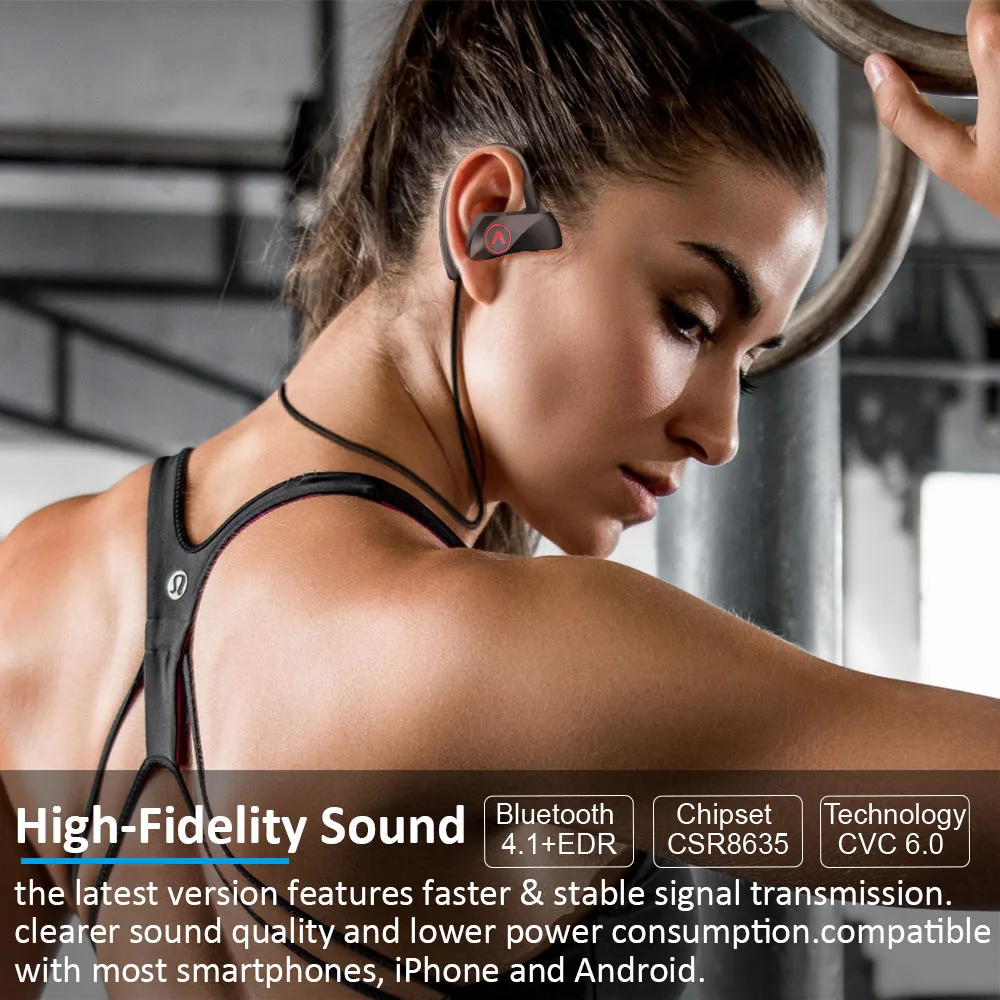 Najtaniej D200 bezprzewodowe słuchawki bluetooth słuchawki IPX7 wodoodporny zestaw słuchawkowy dla aktywnych z pałąkiem na kark słuchawki stereo z redukcją szumów dla xiaomi