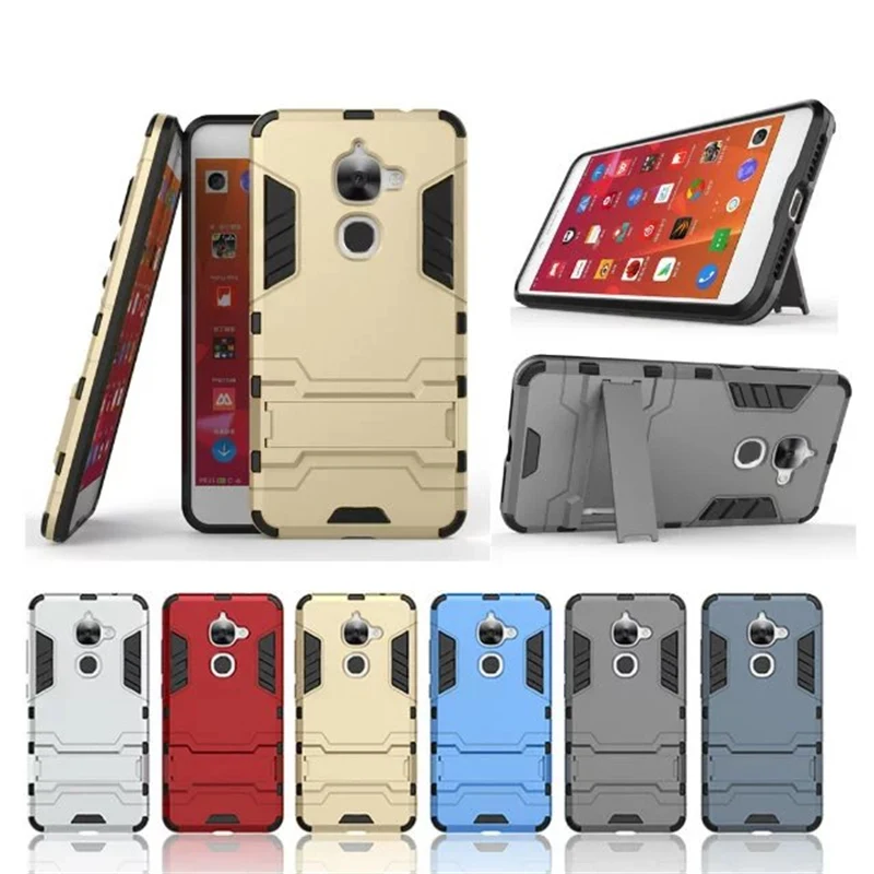 

Letv Le 2 Case ! Soft Silicon +PC Hard Armor Iron Man Case For Letv Le 2 Pro X620 Phone Anti-knock Back Cover With Stand