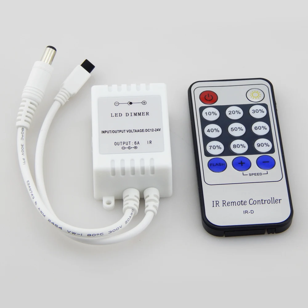 

2016 Newest Led Controller 14Key IR Remote Controller DC12-24V 6A For Led Strip Light With DC Wire IR Dimmer