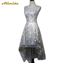 ALIMIDA robe de soiree вечерние короткие платья 2020 Серебряная задняя